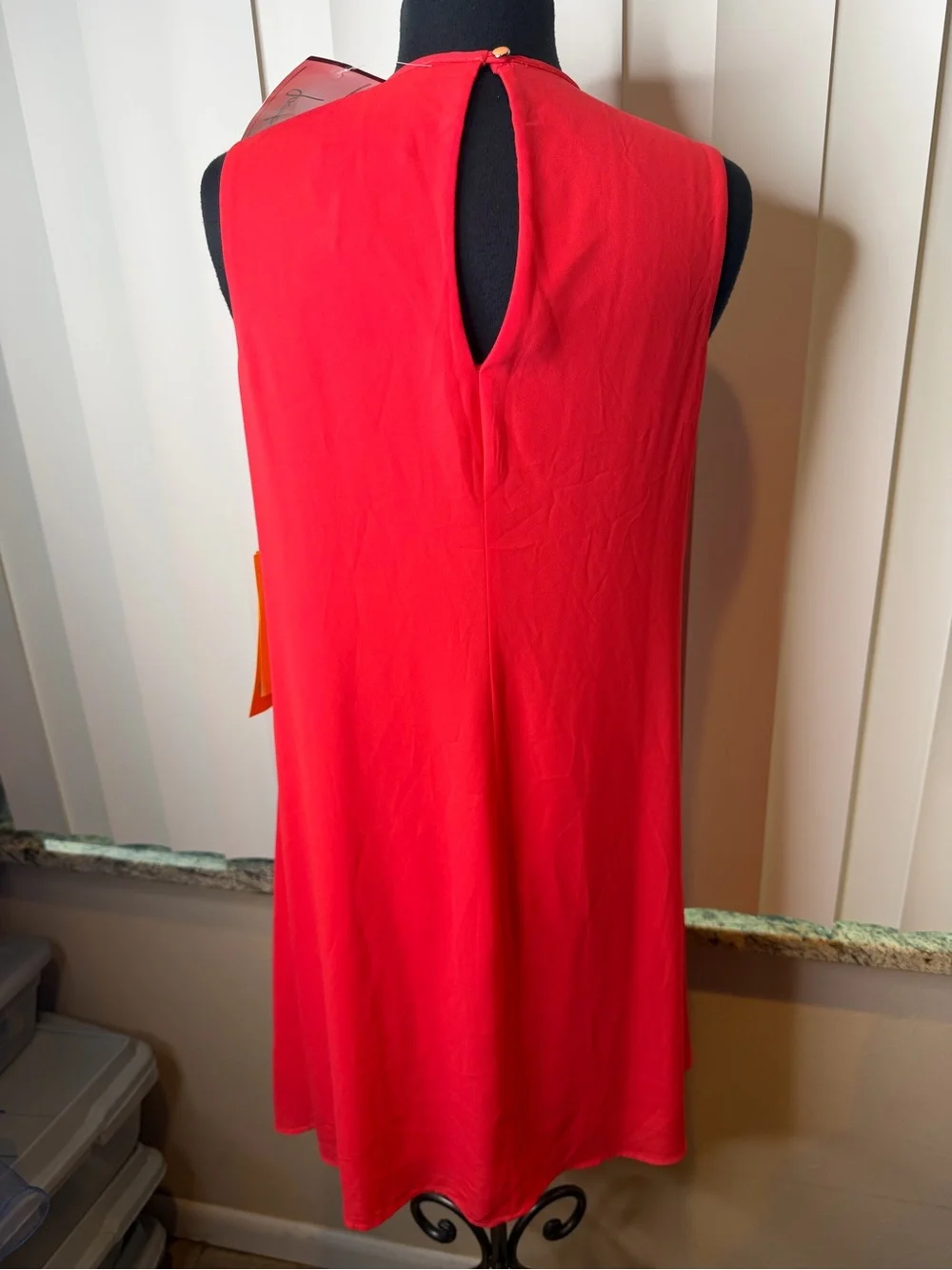 Joseph Ribkoff Bright Coral Sleeveless Shift  Wedding Guest Dress Size 10